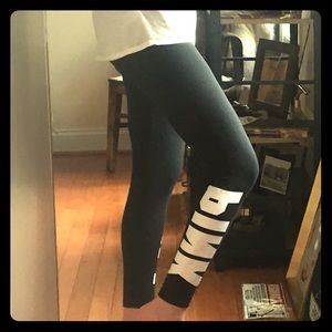 NWOT VS PINK Black leggings White Bold Logo Soft S